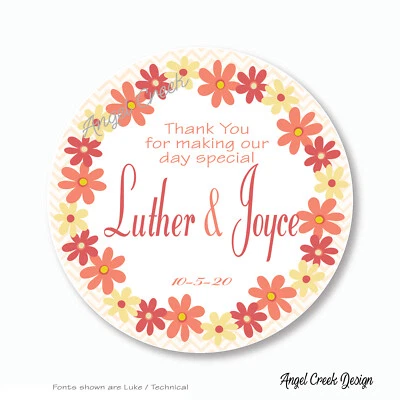 Etiquetas florales de otoño aniversario boda favores de ducha nupcial GRACIAS Foto 1 de 4