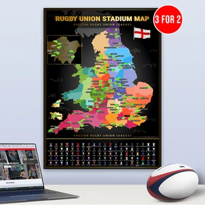 English Rugby Union Map - Picture 1 of 7