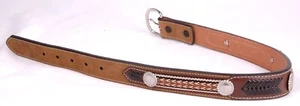 NOCONA Genuine Leather Belt-Conchas-Western-Stitching-Fabric-24-Brown - Picture 1 of 4