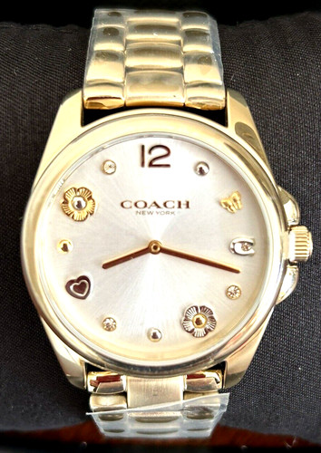 Orologio Coach Grayson Bracciale Oro Inox 36 Tè Cristallo Rosa Cuore Marcatore C