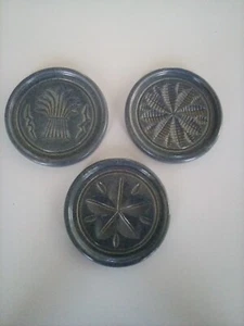 Vtg. Pigeon Forge Pottery Old Buttermold Print Coasters Set of 3 - Picture 1 of 5