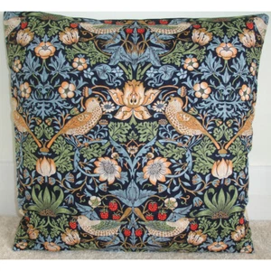 William Morris Strawberry Thief 16" Cushion Cover Blue Green Red 16x16 Liberty - Picture 1 of 1