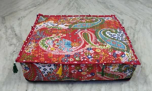 Floral Kantha Cushion Cover UNFILLED KANTHA PILLOW Large 35X35X6" Cushion Cover - Picture 1 of 10
