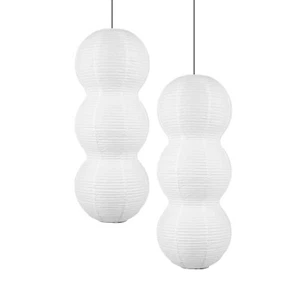 2PCS Foldable 3 tiered Paper Pendant Lampshade Size of 27inch,White handmade ... - Picture 1 of 6