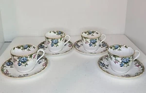 RARE VINTAGE Spode Eloise Blue 4 CUPS & SAUCERS 1960-1970 Excellent Condition - Picture 1 of 10