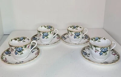 RARE VINTAGE Spode Eloise Blue 4 CUPS & SAUCERS 1960-1970 Excellent Condition - Image 1 of 4