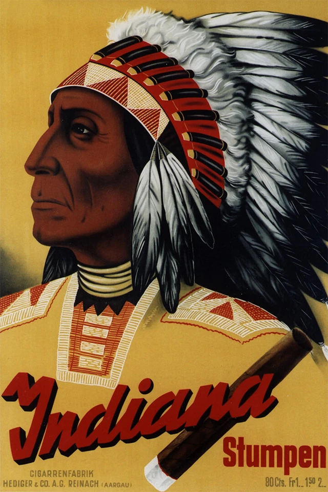 Indiana Cigars American Indian 40 arte de pared vintage decoración del hogar - PÓSTER 20x30 Foto 1 de 4