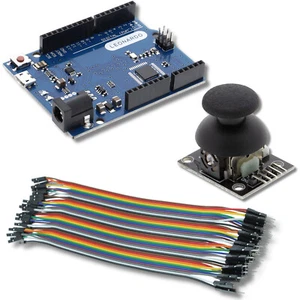 Leonardo R3 Microcontroller, KY-023 Joystick Module, 40 Count Breadboard Cable - Picture 1 of 1