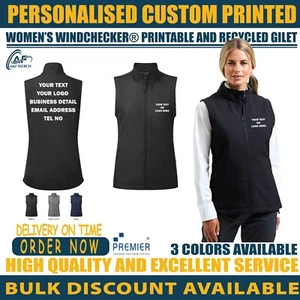 Personalised Premier Women’s Windchecker Printable Recycled Gilet PR816 - Picture 1 of 9