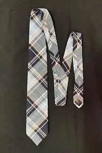 Cravatta collo vintage Madras Brooks Brothers blu a quadri cotone classica made in USA - Foto 1 di 7