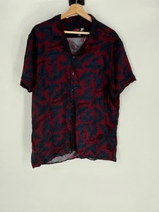 JF J Ferrar Red & Blue Printed Short Sleeve Button Down Shirt Men's Size XL - Picture 1 of 5