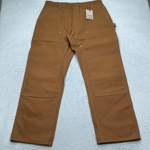 Carhartt Men's Double Front Duck Pants Helmets Hardhats B01-BRN 38x30 NWT USA - Picture 1 of 15