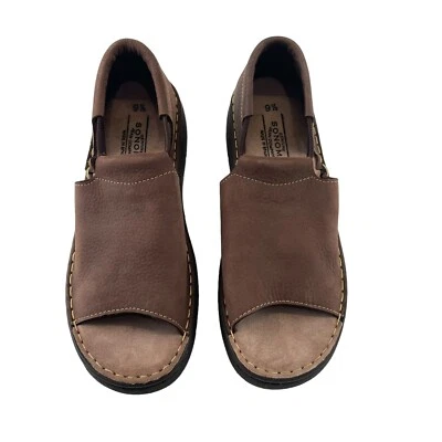 Nuevo sin caja Zapatos Sonoma Para Mujer 9.5M Cuero Marrón Gamuza Punta Abierta Zapatos Cómodos Sin Cordones Foto 1 de 4