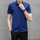 Men's Summer Short Sleeve Formal Shirt Slim Fit Business Solid Work Dress Shirts