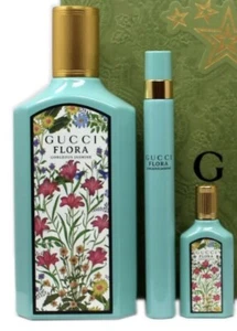 GUCCI Flora Gorgeous Jasmine Fragrance 3pc Set 3.3oz EDP Spray 5ml Mini 0.33oz - Picture 1 of 6