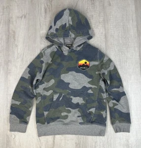 Eddie Bauer Hoodie Sweatshirt Blue Green Gray Camouflage Kid Boys Size S 7/8 - Picture 1 of 15
