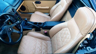 Fundas de asiento de cuero de repuesto coñac para Mazda Miata / MX-5 (1990-1995) Foto 1 de 4