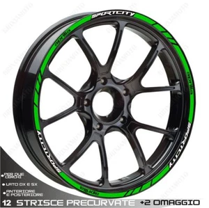 RIM WHEEL STICKERS DECALS SPORT APRILIA SPORTCITY 125 200 250 15-15 WHITE GREEN - Picture 1 of 2