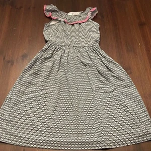 Carter’s Cotton Knit Black/White Girls Dress Size 7 Pink Accents Elastic Waist - Picture 1 of 9