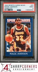 1992 SPORTS CARDS NEWS HAND CUT #67 MAGIC JOHNSON HOF POP 1 PSA 9 - Picture 1 of 3