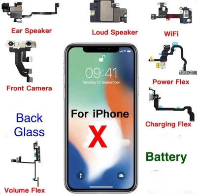 ✅ Lote de piezas iPhone X - LCD, batería, puerto de carga, altavoces, cámaras, cristal trasero Foto 1 de 4