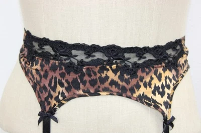 Vintage Y2K Victoria's Secret Satin Garter Belt Black Leopard Print Size S - Image 1 of 4