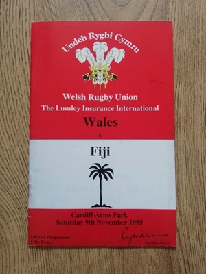 Wales v Fiji Nov 1985 Rugby Programme - Image 1 of 2