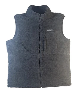 Columbia Vest Mens Large Black Sherpa Fleece Full Zip Outdoors Hiking Warm - Picture 1 of 7