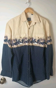Camicia western vintage Roper uomo taglia L a scatto perla manica lunga corsa cavalli difettosa! - Foto 1 di 8