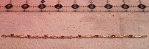 10K white yellow gold natural ruby bracelet 7 5/8 tip to tip 4.2g 8 rubies 5X3mm - Picture 1 of 11