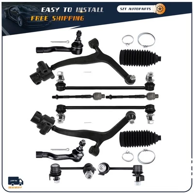 12pc Front Lower Control Arms Tie Rods Sway Bar For Infiniti FX35 FX45 2003-2008 - Image 1 of 4
