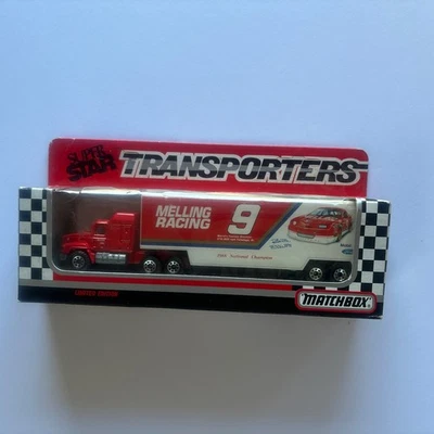 Vtg 1990 Matchbox #9 Bill Elliott Melling Racing Transporter 1/87 - Image 1 of 4