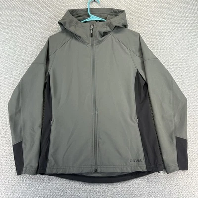 Jaqueta Orvis Pro Feminina Pequena Cinza Pro LT Softshell Moletom com Capuz Zíper Completo Caminhada Peixe - Imagem 1 de 4