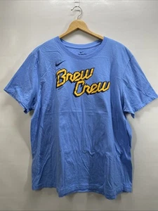 Nike MLB Brew Crew Christian Yelich #22 Blau Kurzarm T-Shirt Herren XXL 50-52 - Bild 1 von 7