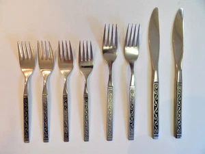 8 pcs Oneida LTD 1881 Rogers SPANISH COURT Stainless Flatware Forks Knives - Picture 1 of 5