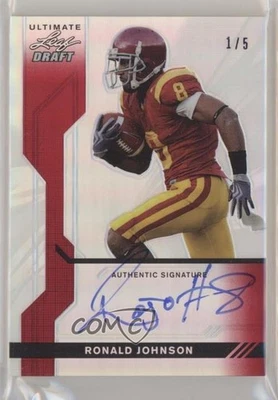 2011 Leaf Ultimate Draft Red Metal Prismatic /5 Ronald Johnson Rookie Auto RC - Image 1 of 2