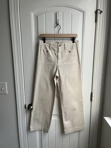 J.Crew NWT Women’s 27 Natural Color Sailor Slim Wide Leg Chino Pants - Foto 1 di 6