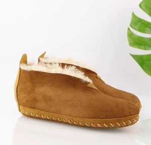 L.L.Bean wicked good donna taglia 7 scarpe marrone scamosciato slip on shearling pantofole - Foto 1 di 9
