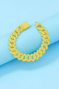 8 Zoll Hip Hop Miami Kubanisches Gliederarmband 18K Vergoldet 16mm für Männer und Frauen - Bild 1 von 5