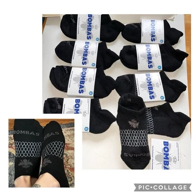 Lot of 8 BOMBAS WOMEN’S Black Blister Tab No Show Ankle Socks SMALL 4-7.5 shoe - Image 1 of 4