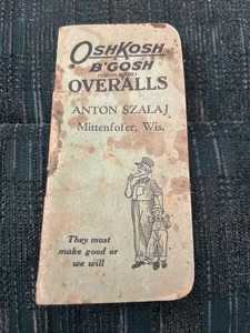 1940er Papier Notizblock Oshkosh B'Gosh Overall Mittenfofer Wisconsin - Bild 1 von 4