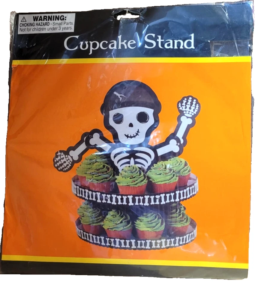 Centro de mesa para cupcakes esqueleto de Halloween nuevo en paquete Foto 1 de 1