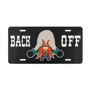 Yosemite Sam Back Off schwarzes Nummernschild USA NEU - Bild 1 von 5