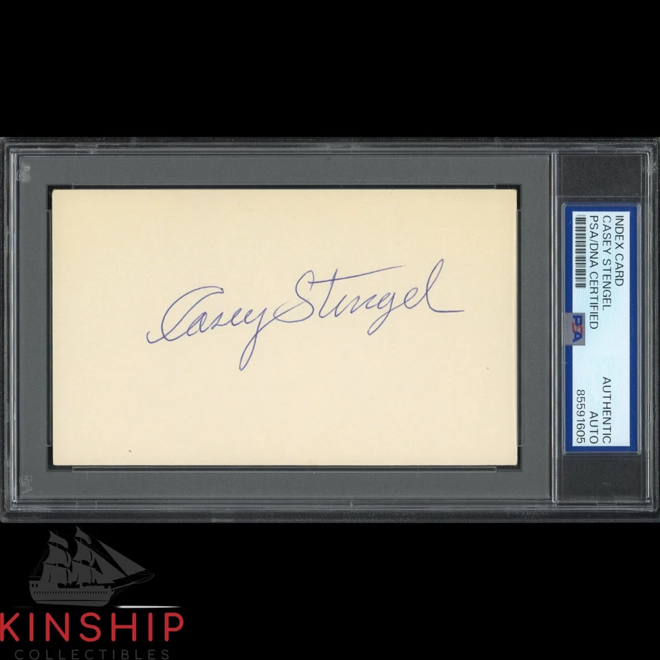 Casey Stengel signed 3x5 Index Card PSA DNA Slab Baseball HOF Auto C4992 - Image 1 of 1