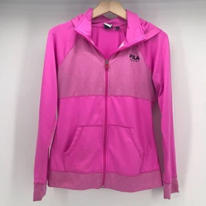 Felpa con cappuccio Fila Sport donna rosa medio full zip manica lunga tasche canguro - Foto 1 di 8