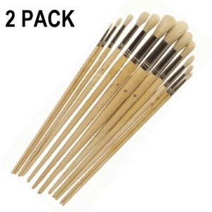 24pc ROUND TIP 13" LONG ARTIST PAINT BRUSH BRUSHES SET OIL/WATER BASE PTC-582 - Picture 1 of 1