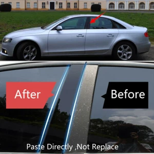 Decal Cover Fit For 2009-2015 Audi A4 Sedan Gloss Black Door Window Pillar Posts - Imagen 1 de 8