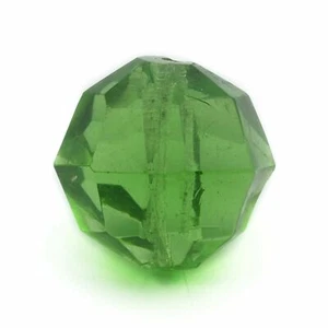 Large Czech 20's Deco hand faceted round green glass bead 18mm - Picture 1 of 2