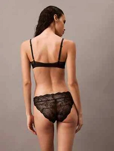Neu mit Etikett Calvin Klein Damen (X-LARGE) CK schwarz Blumen Spitze Bikini QF7911-001 - Bild 1 von 5