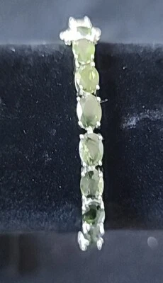 Pulsera tenis diopsido cromada cadena piedras preciosas 7" Foto 1 de 4